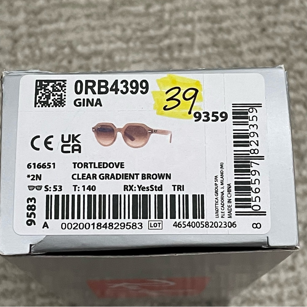 Ray Ban Gina Sunglasses RB4399 Tortledove Clear Gradient Brown BRAND NEW W/ BOX - Picture 7 of 9